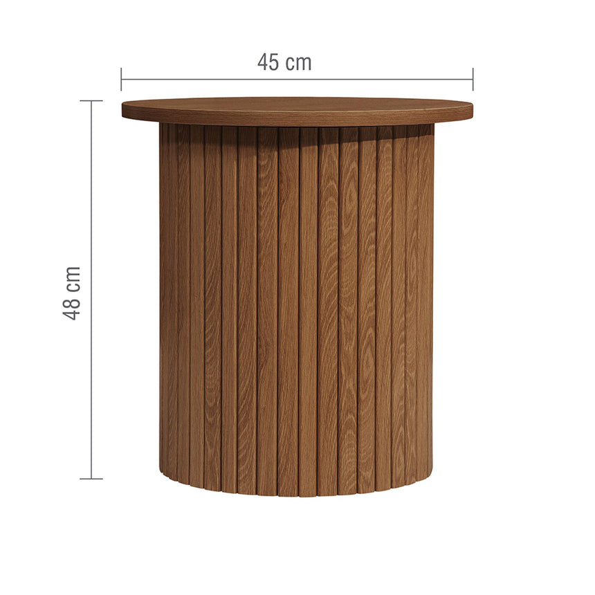 Axel Walnut Fluted Round Side Table-6