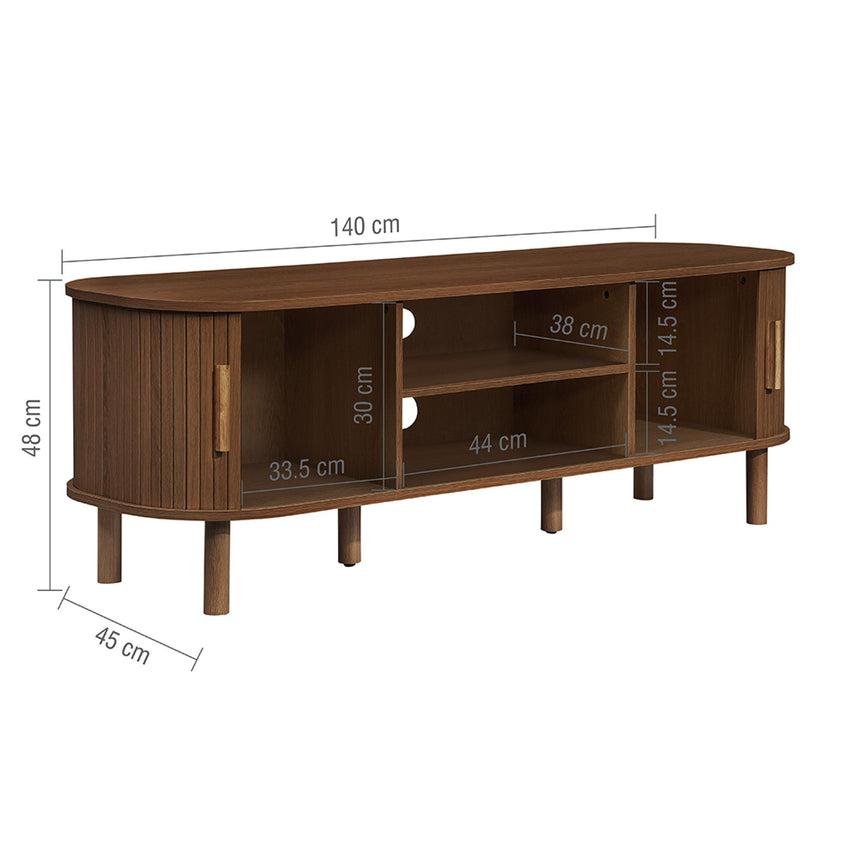 Axel Walnut Fluted 140cm Curved TV Unit-7
