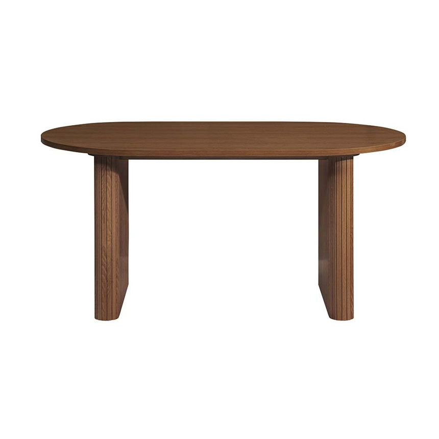 Axel Walnut Fluted 6 Seater Oval Dining Table-4