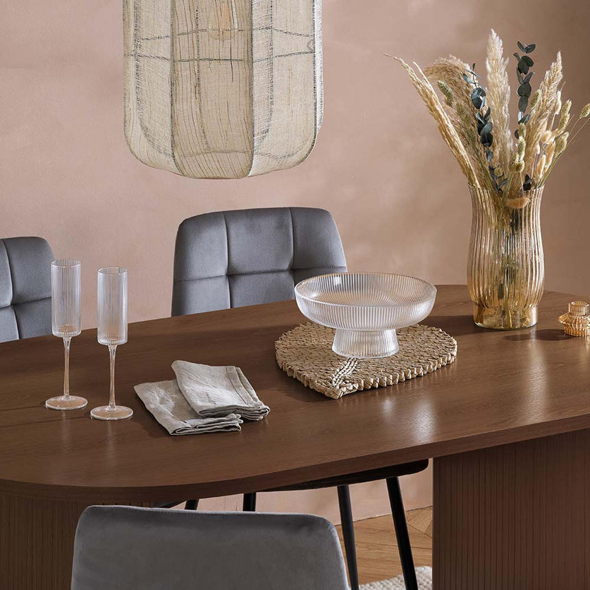 Axel Walnut Fluted 6 Seater Oval Dining Table-6