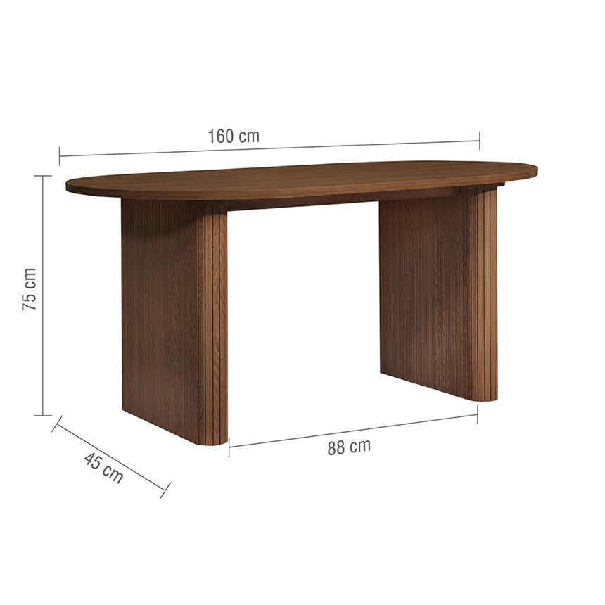 Axel Walnut Fluted 6 Seater Oval Dining Table-7