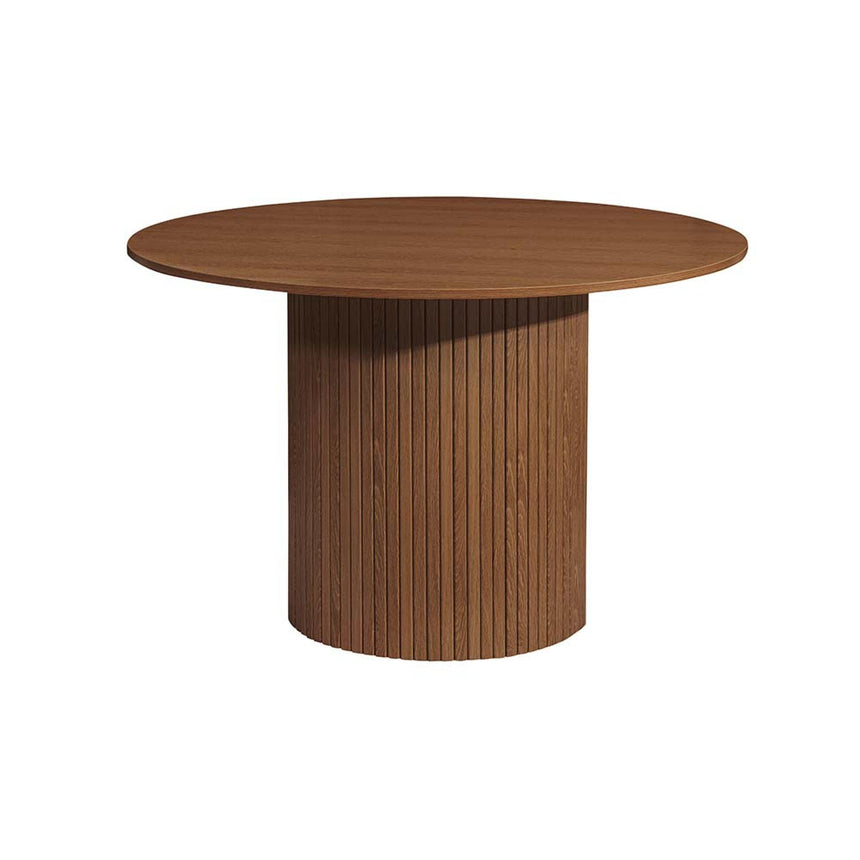 Axel Walnut Fluted 4 Seater Round Dining Table-5
