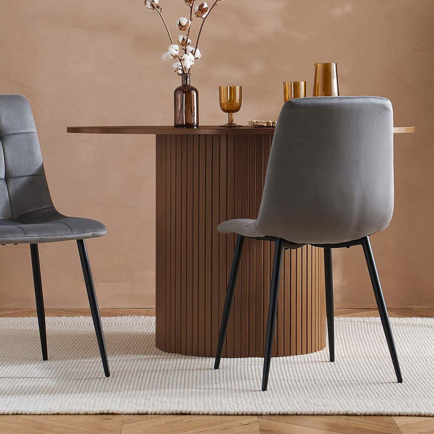 Axel Walnut Fluted 4 Seater Round Dining Table-6