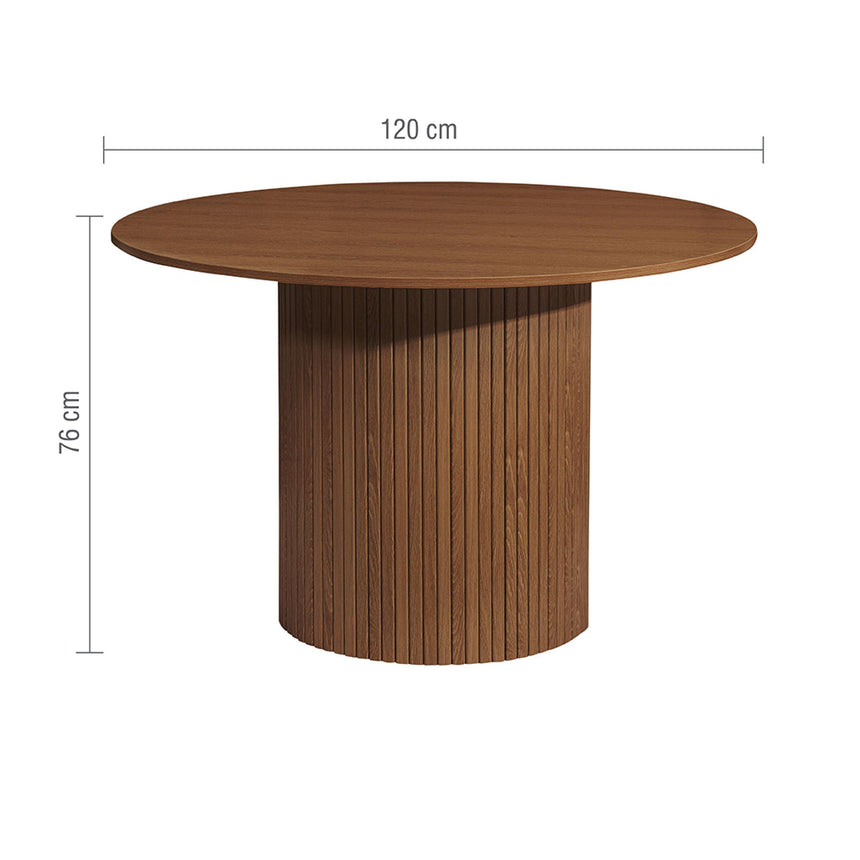 Axel Walnut Fluted 4 Seater Round Dining Table-7