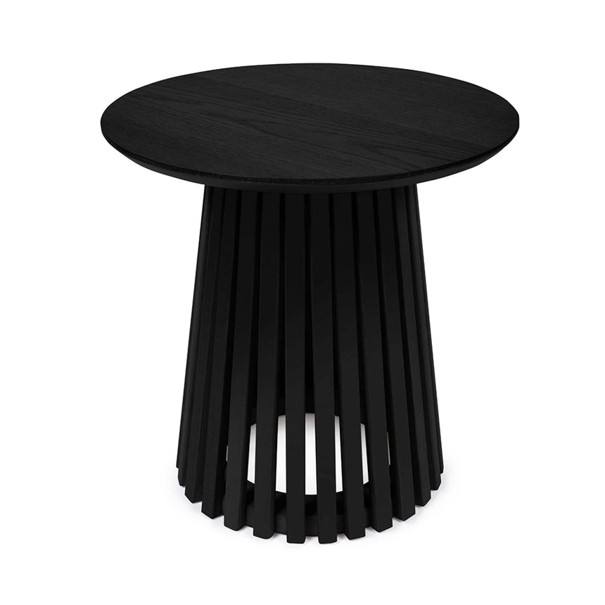 Ollie Black Round Lamp Table with Slatted Base-3