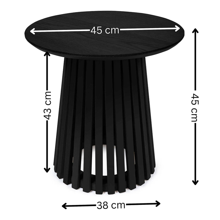 Ollie Black Round Lamp Table with Slatted Base-6