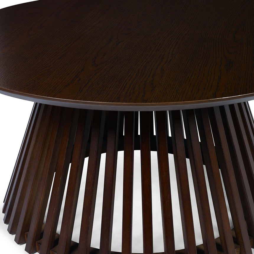 Ollie Dark Oak Round Coffee Table with Slatted Base-5