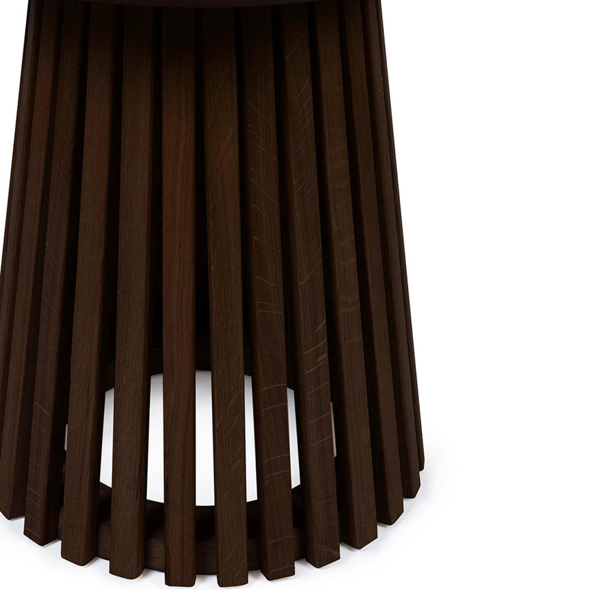 Ollie Dark Oak Round Lamp Table with Slatted Base-5