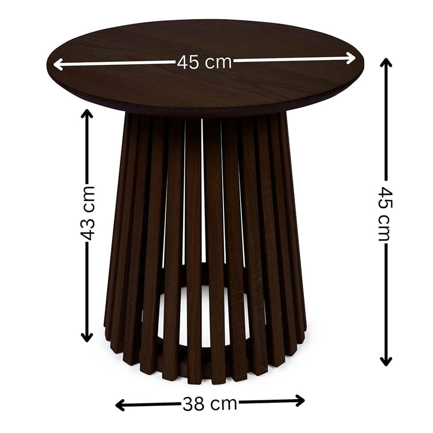 Ollie Dark Oak Round Lamp Table with Slatted Base-6