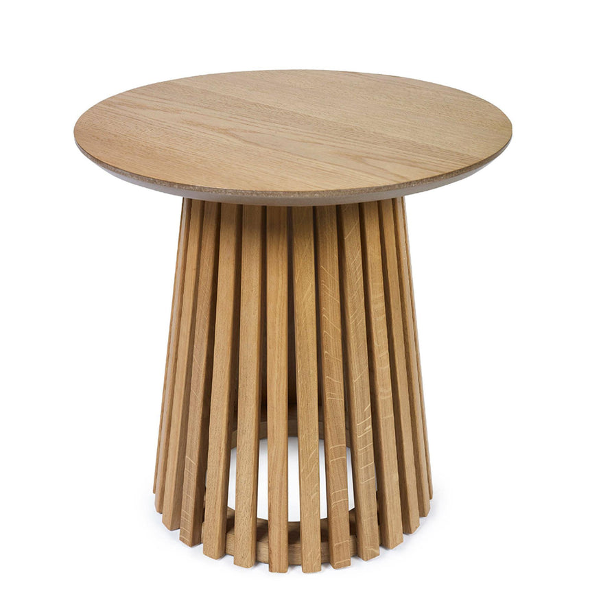 Ollie Natural Oak Round Lamp Table with Slatted Base-4