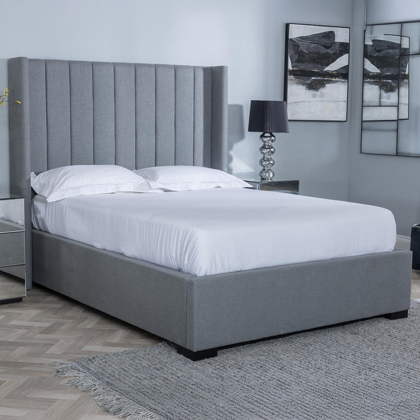 Annabelle Dark Grey Fabric 5ft King Size Ottoman Storage Bed-3