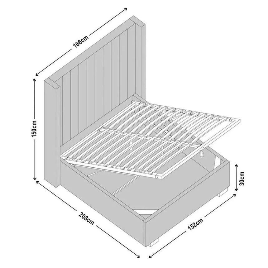 Annabelle Dark Grey Fabric 5ft King Size Ottoman Storage Bed-9