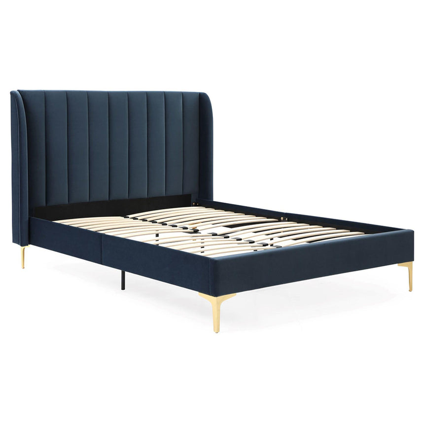 Avery Athena Ink Blue Velvet Fabric Bed-2
