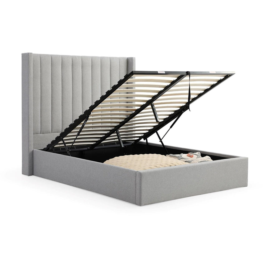 Emerson Athena Grey Velvet Fabric Multi-Lift Ottoman Storage Bed-2