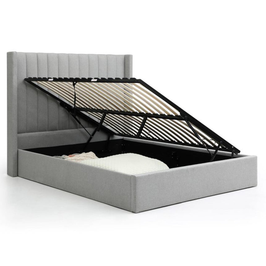 Emerson Athena Grey Velvet Fabric Multi-Lift Ottoman Storage Bed-3