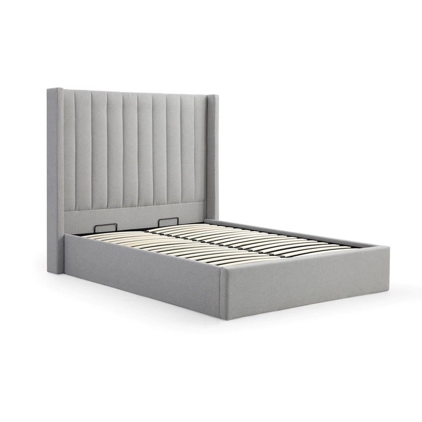 Emerson Athena Grey Velvet Fabric Multi-Lift Ottoman Storage Bed-4
