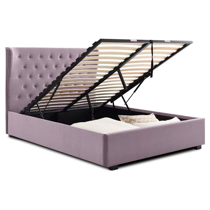Kensington Athena Heather Velvet Fabric Ottoman Storage Bed-2