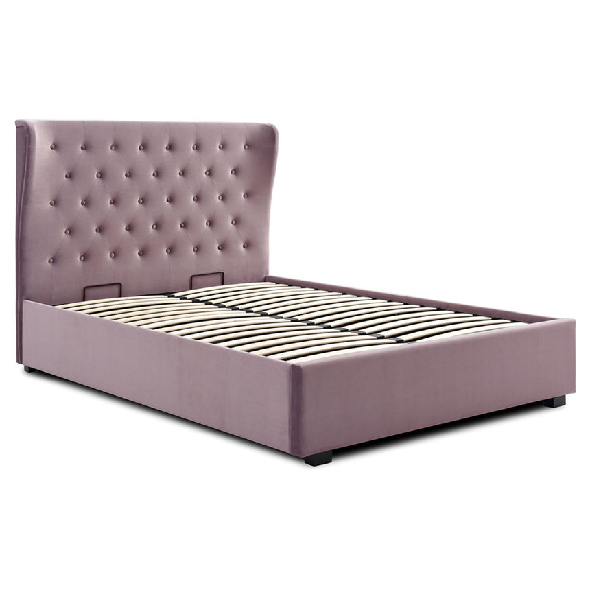 Kensington Athena Heather Velvet Fabric Ottoman Storage Bed-3
