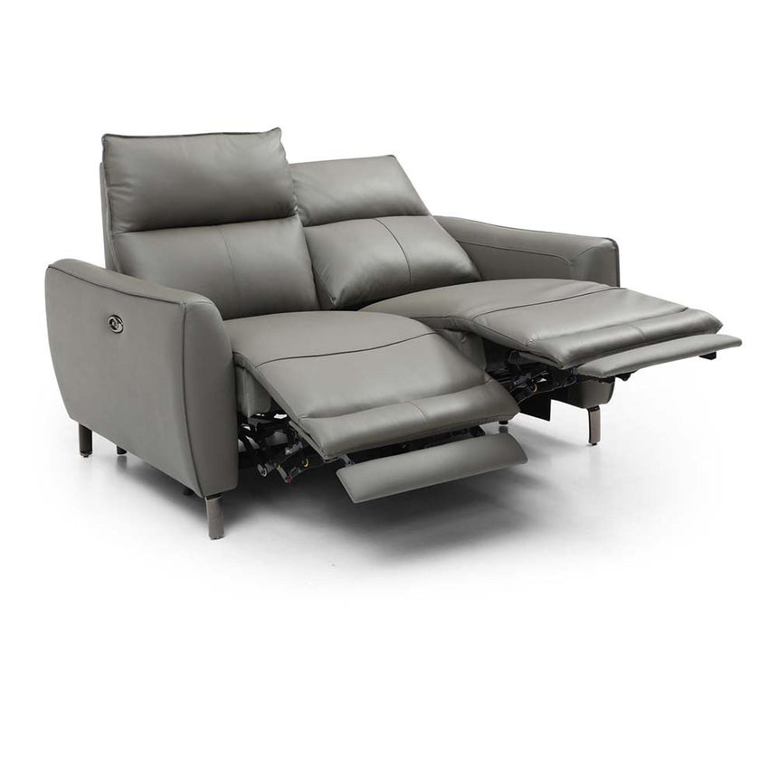Brooke Grey Leather 2 Seater Electric Recliner Sofa-5
