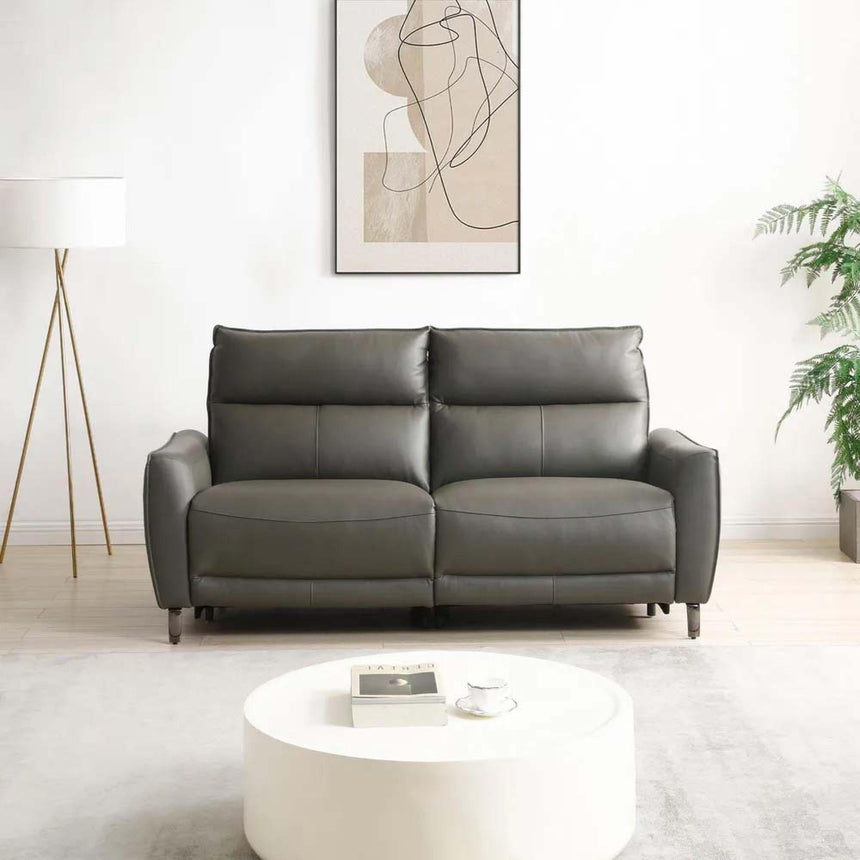 Brooke Grey Leather 3 Seater Electric Recliner Sofa-3