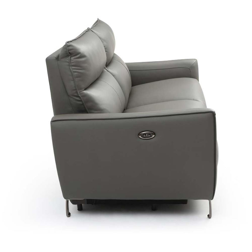 Brooke Grey Leather 3 Seater Electric Recliner Sofa-8