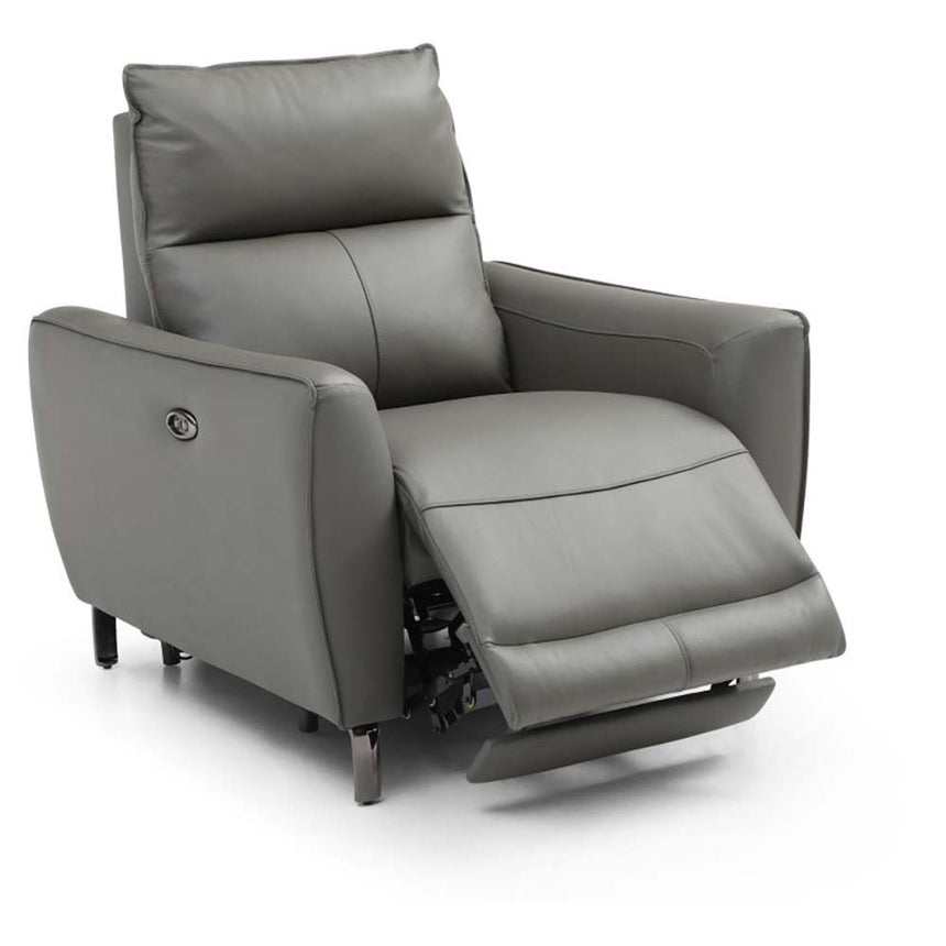 Brooke Grey Leather Electric Recliner Armchair-4