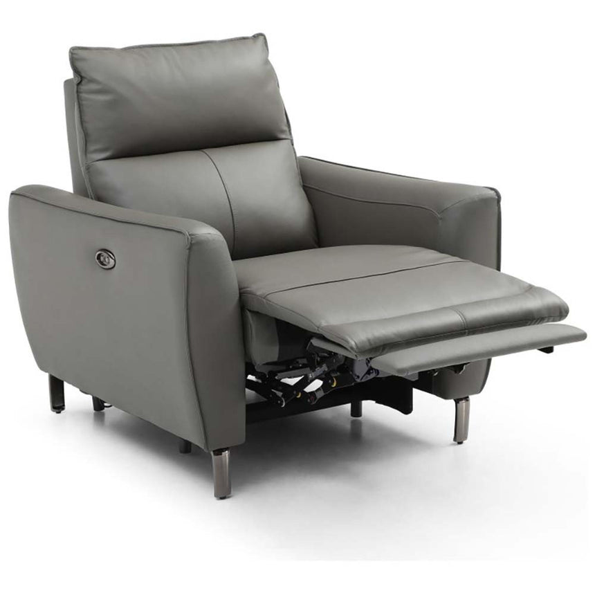 Brooke Grey Leather Electric Recliner Armchair-5