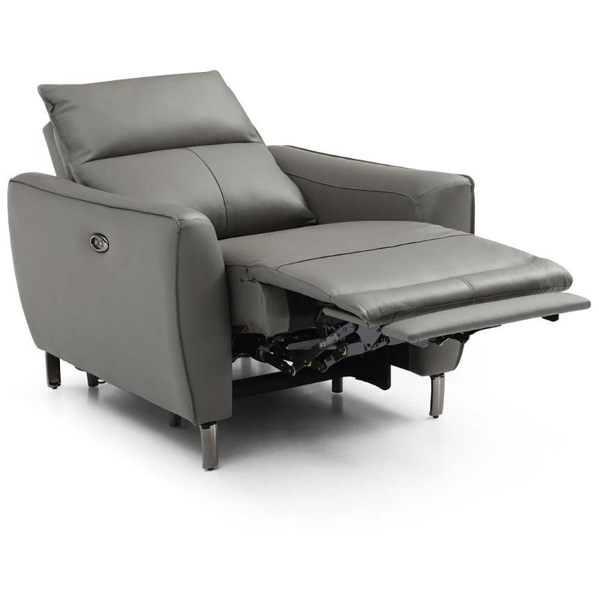 Brooke Grey Leather Electric Recliner Armchair-6
