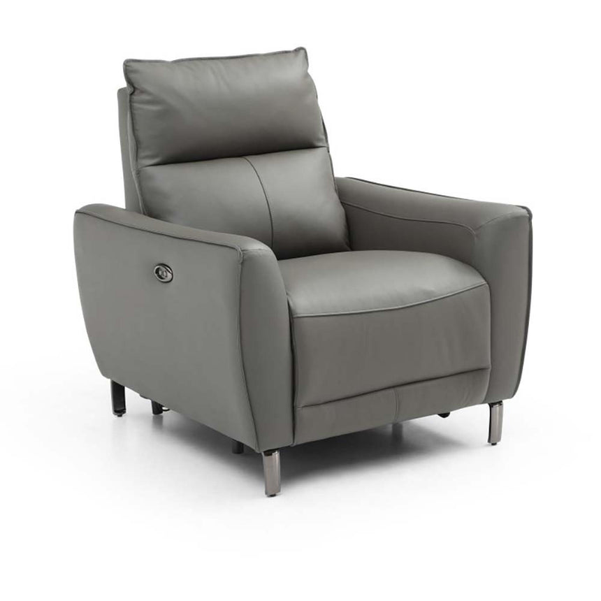 Brooke Grey Leather Electric Recliner Armchair-7