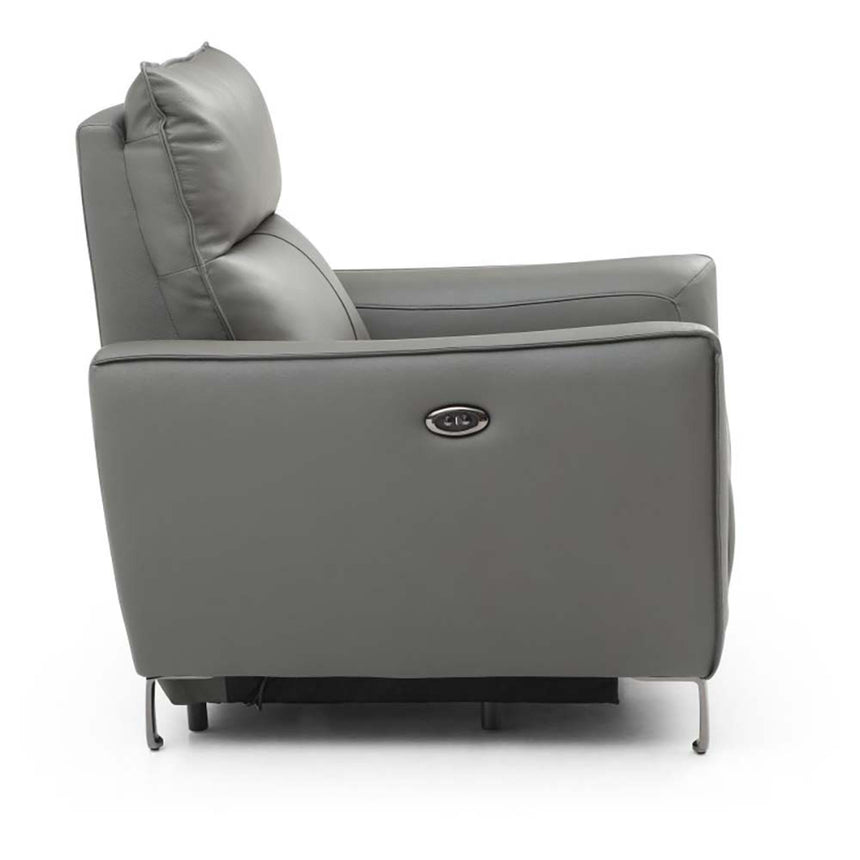 Brooke Grey Leather Electric Recliner Armchair-8