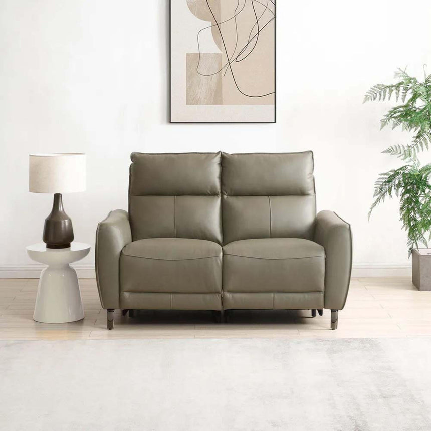 Brooke Taupe Leather 2 Seater Electric Recliner Sofa-3