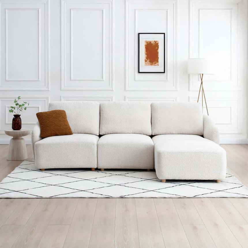 Como Natural Boucle Fabric 3 Seater Modular Sofa-2