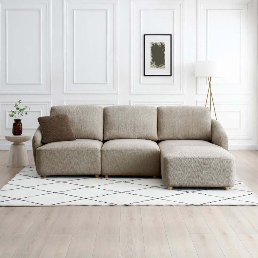 Como Taupe Boucle Fabric 3 Seater Modular Sofa-2
