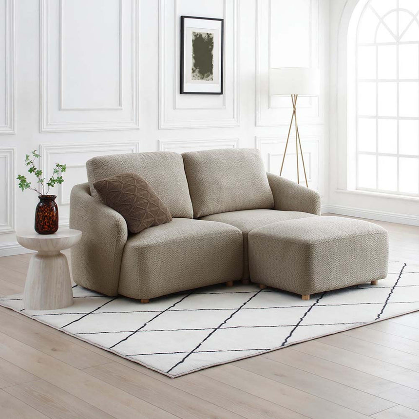 Como Taupe Boucle Fabric Footstool-3