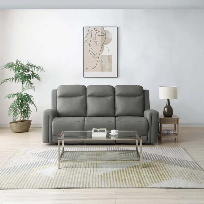 Henley Grey Leather 3 Seater Electric Recliner Sofa-3