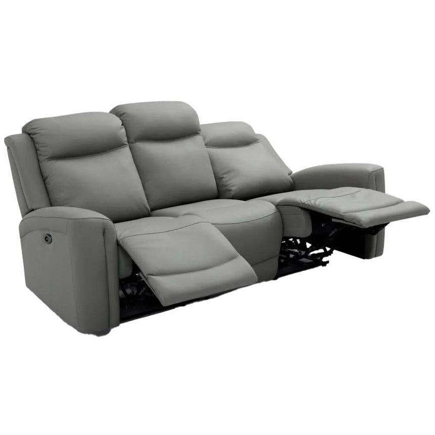 Henley Grey Leather 3 Seater Electric Recliner Sofa-5