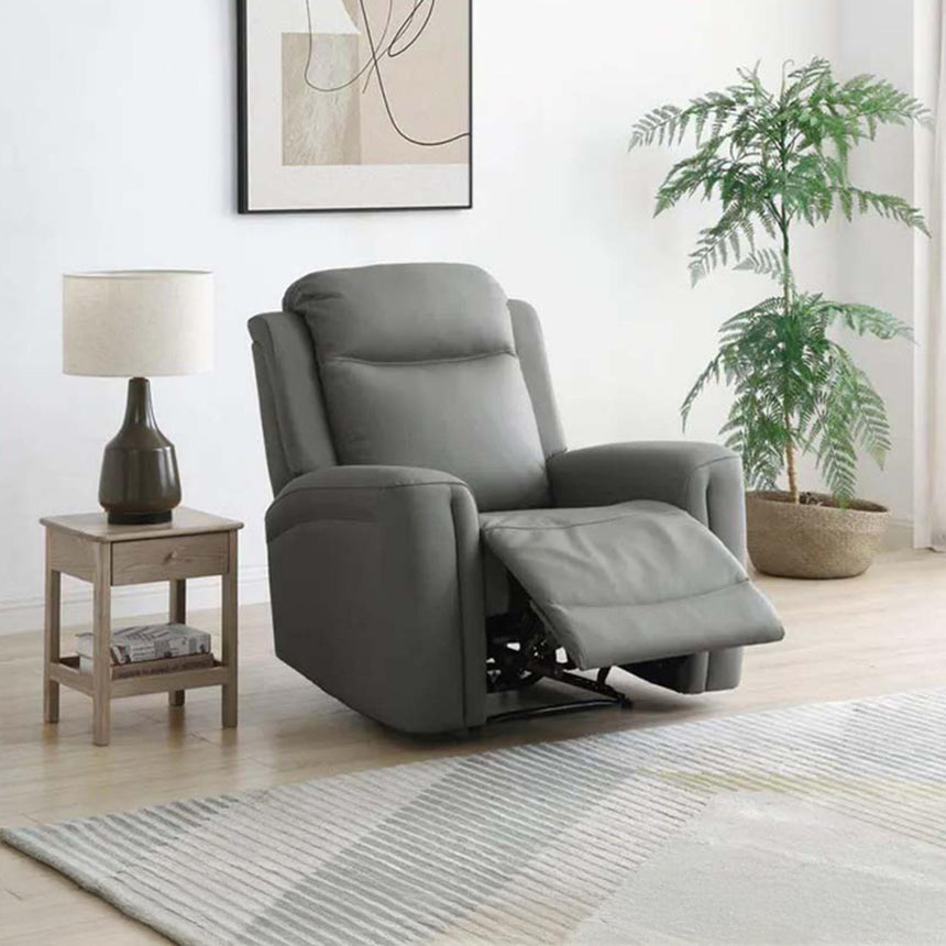 Henley Grey Leather Electric Recliner Armchair-2