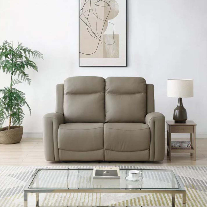 Henley Taupe Leather 2 Seater Electric Recliner Sofa-3