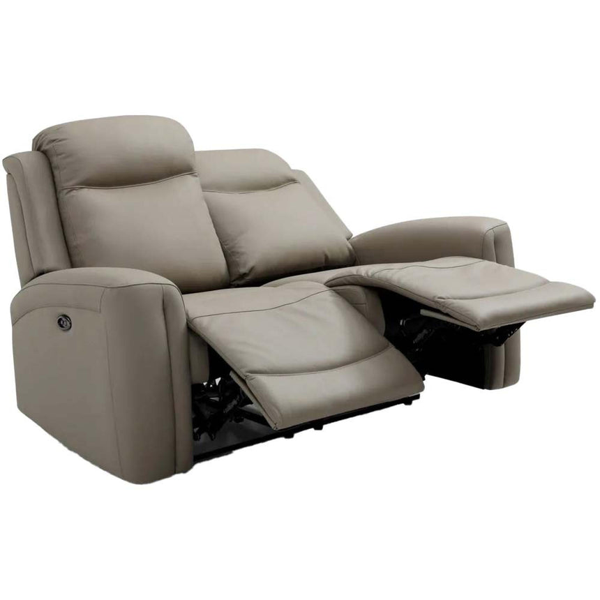 Henley Taupe Leather 2 Seater Electric Recliner Sofa-6