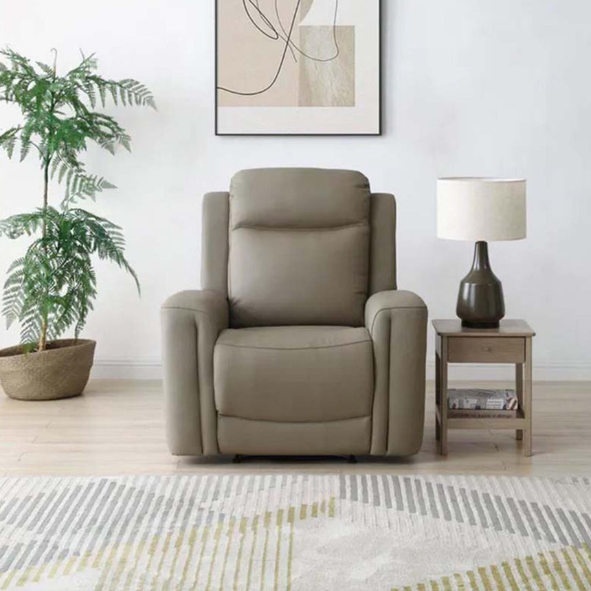 Henley Taupe Leather Electric Recliner Armchair-3