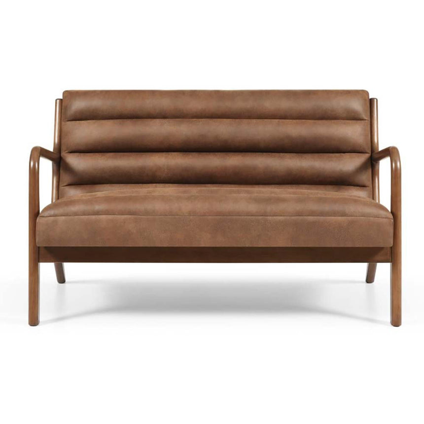 Inca Achilles Brown Faux Leather 2 Seater Sofa-2