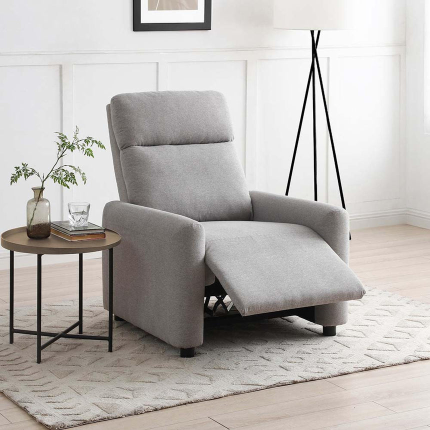 Toby Grey Fabric Push Back Recliner Armchair-2