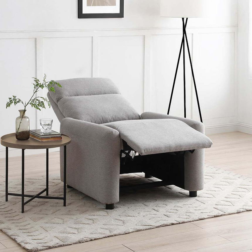 Toby Grey Fabric Push Back Recliner Armchair-3