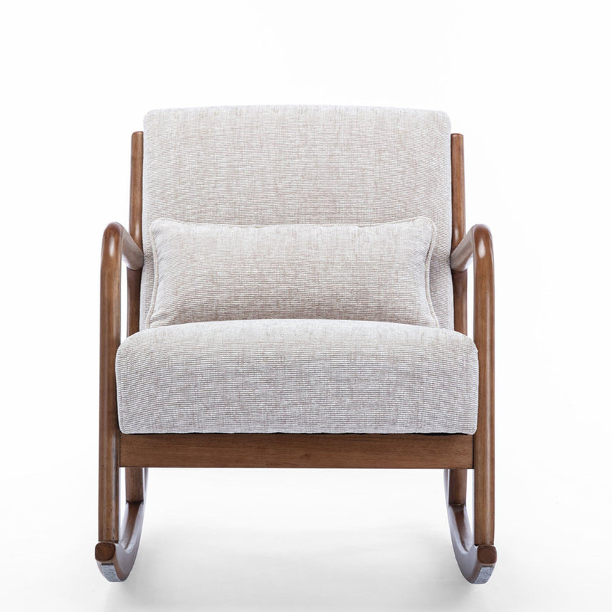 Inca Natural Cream Fabric Rocking Armchair-2