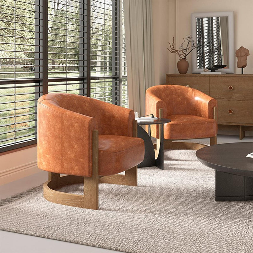 Lennox Tan Leather Tub Chair-5