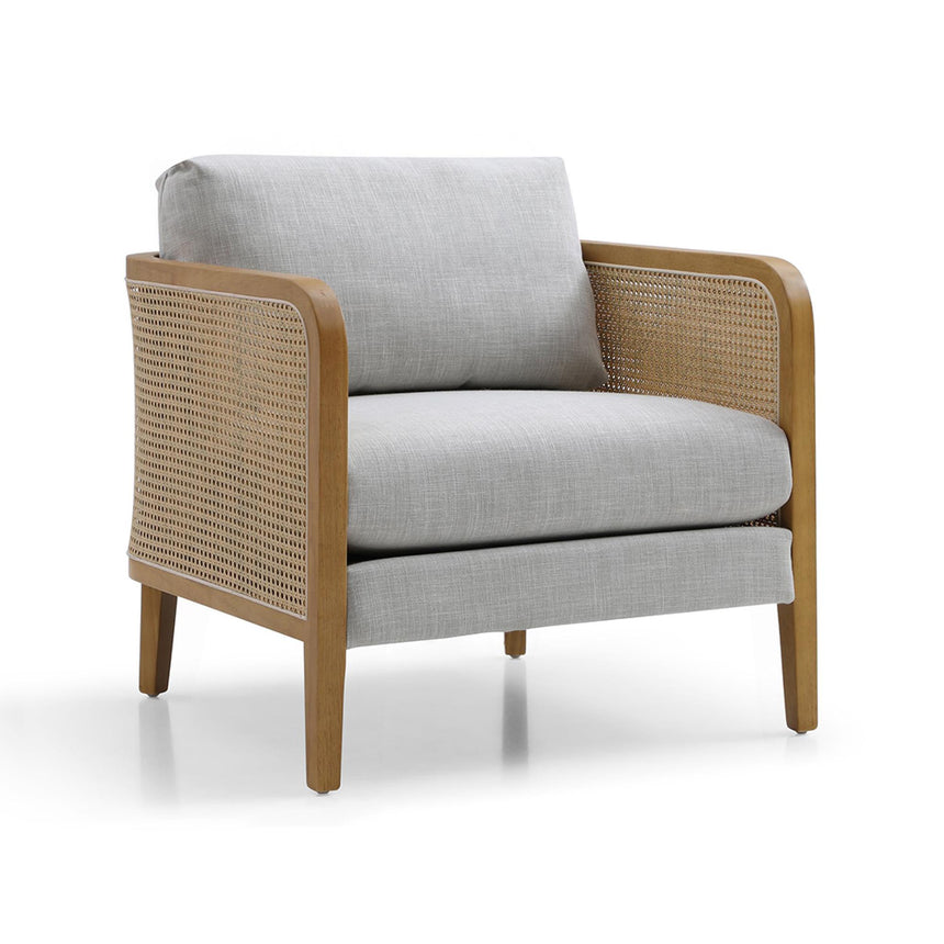 Mabel Antheia Textured Linen Grey Fabric Armchair-7