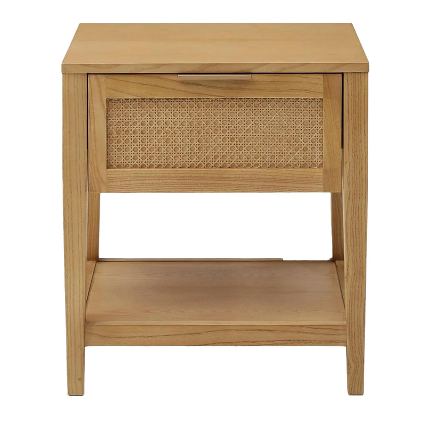 Max Wood and Rattan 1 Drawer Bedside Table-3
