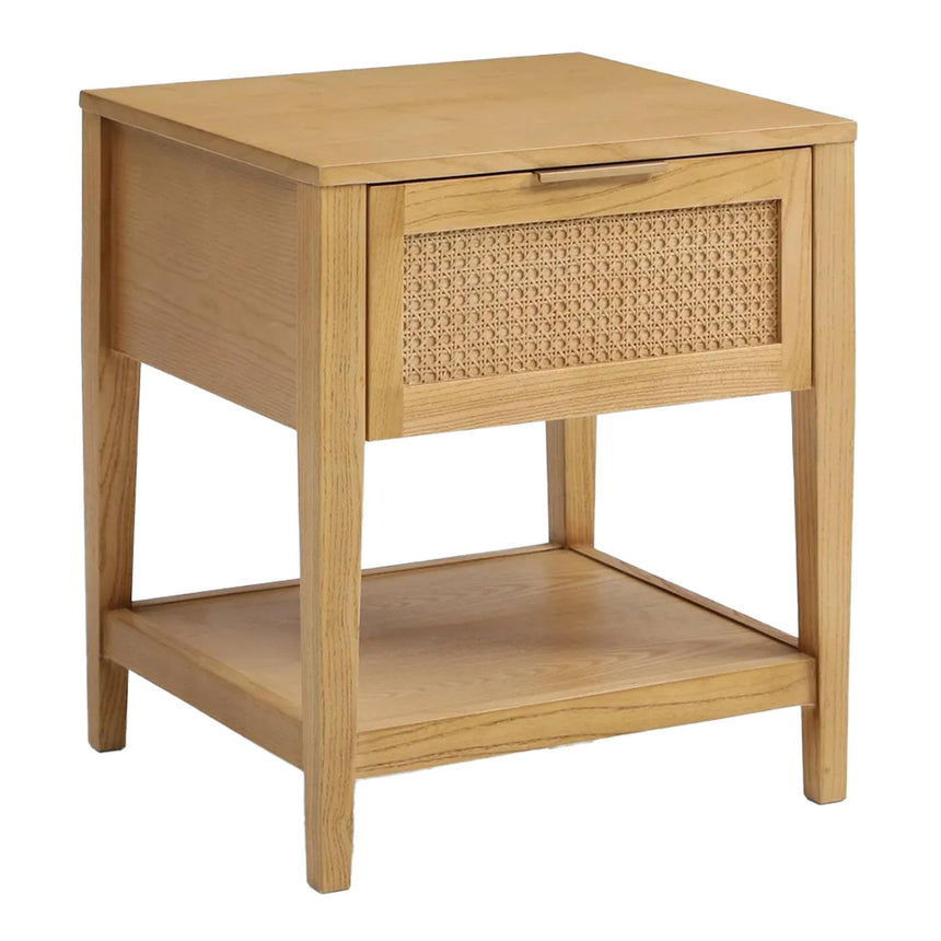Max Wood and Rattan 1 Drawer Bedside Table-4