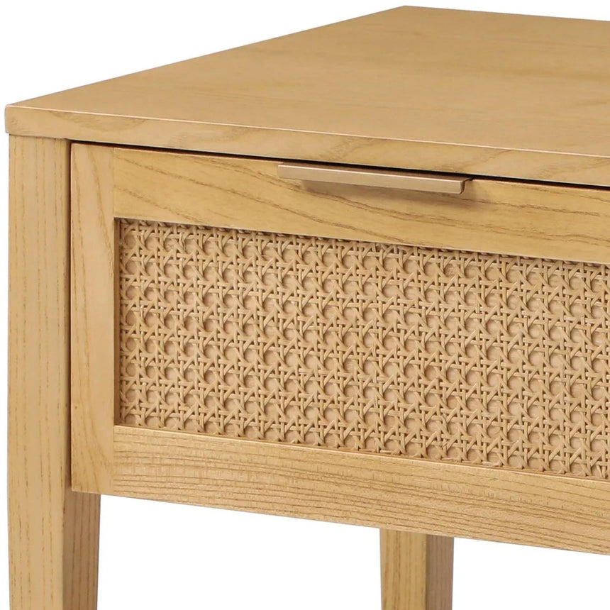 Max Wood and Rattan 1 Drawer Bedside Table-7