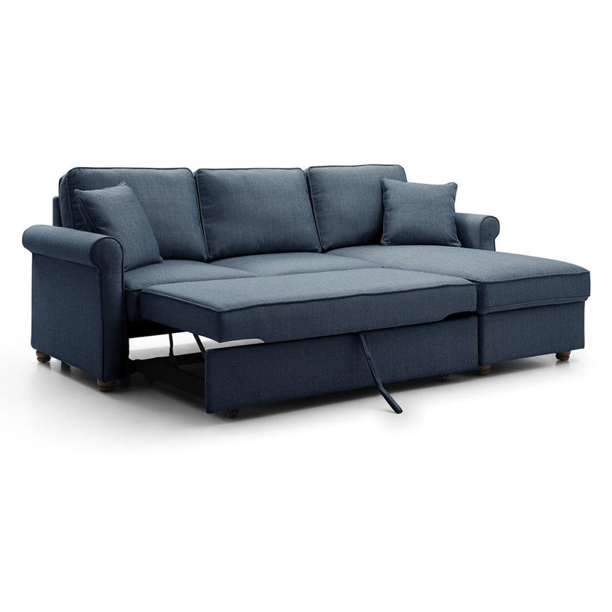 Arthur Navy Blue Fabric Corner Pull Out Sofa Bed with Storage -3